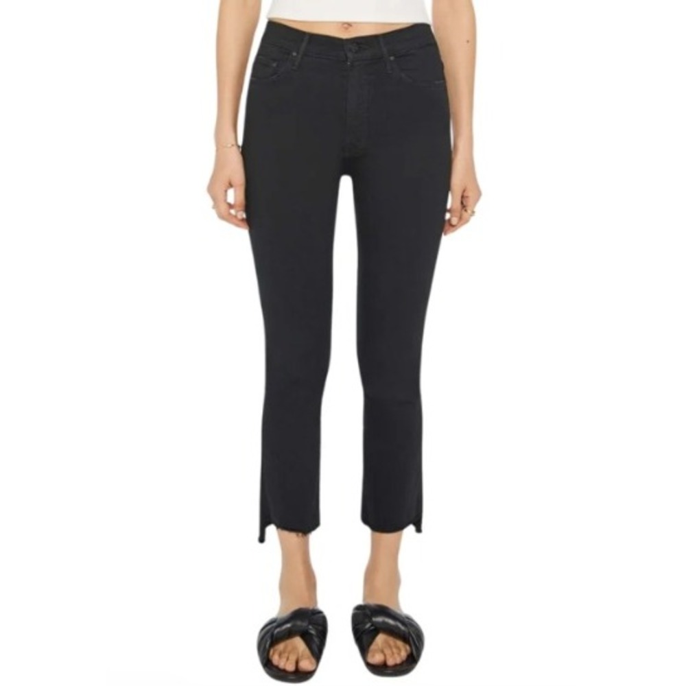 Mother The Insider Crop‎ Step Fray Jeans Not Guilty Black Women Size 27 Denim